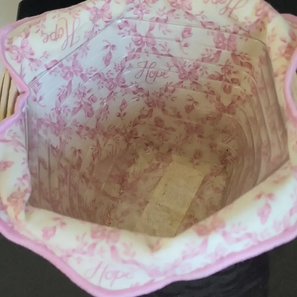 Longaberger Hope Basket Handwoven Basket with Pink Trim Vimtage 2001
